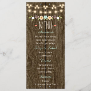 Ficelle turquoise de menu rustique de mariage de