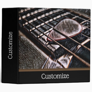 Ficelles de guitare dans le classeur en cuir