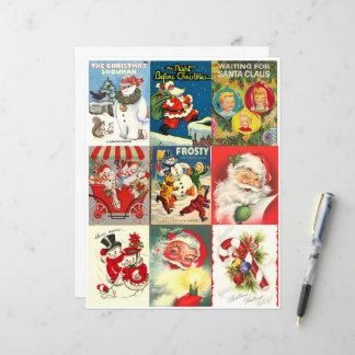 Fiche collage de la carte de Noël Vintage