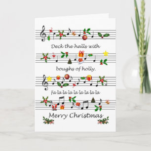 Fiche de Noël Musique Deck Les Halls Carte de vaca