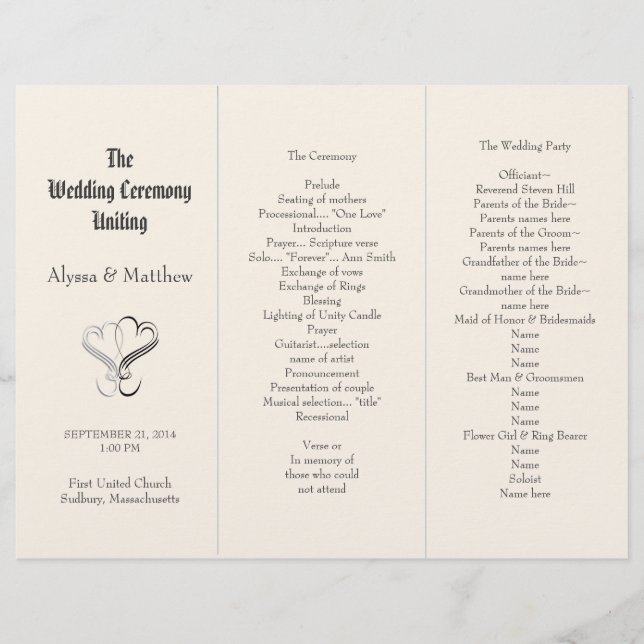 Fichier de programme de mariage à trois volets ave (Devant)