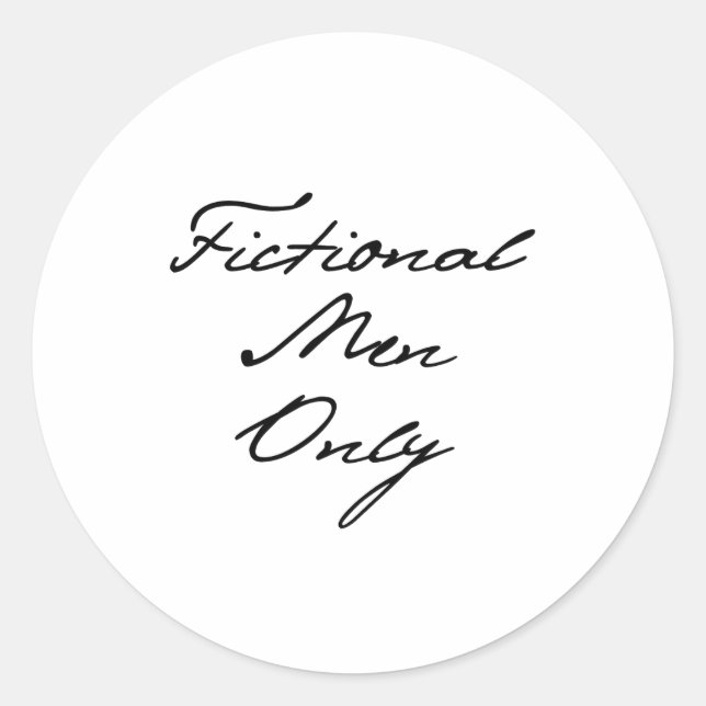Fictional Men Only Sticker, Journal, Journal Book Classic Round Sticker (Front)
