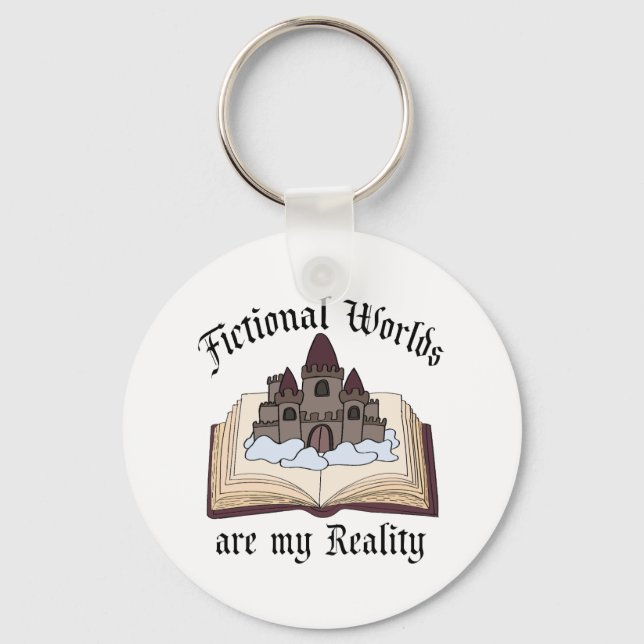Fictional Words Are My Reality Book Lover Keychain (Front)