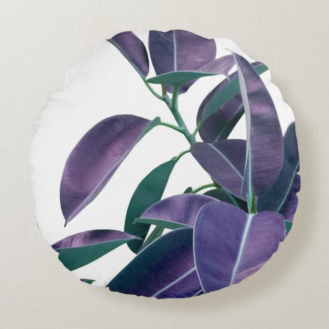  Ficus Elastica Violet Green Glam #1 #tropical  Round Pillow (Front)