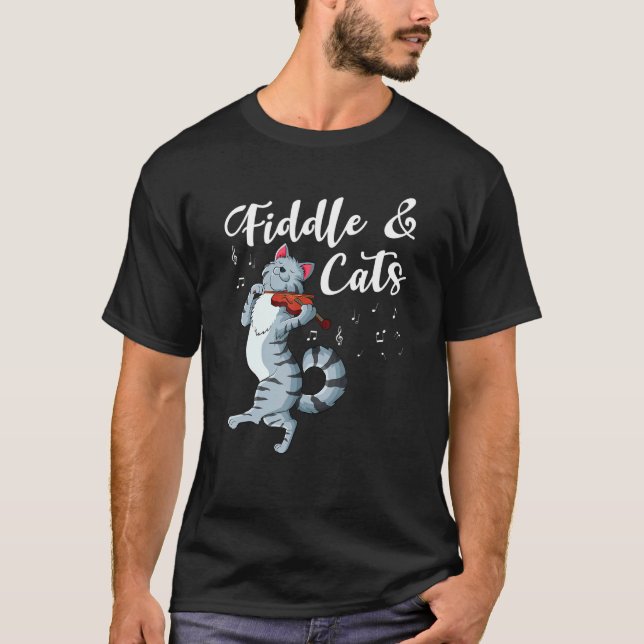 Fiddle and Cats country music instrument strings c T-Shirt (Front)