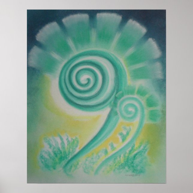 Fiddle Head Fern Energy Pattern Pastel Poster (Front)