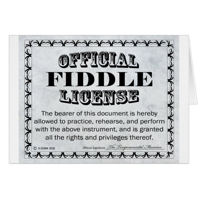 Fiddle License (Front Horizontal)