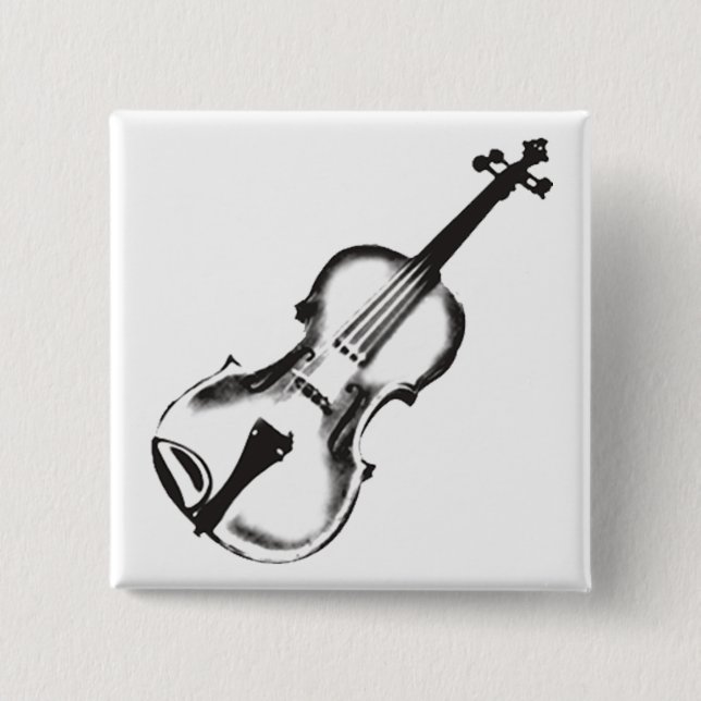 Fiddle or Violin "Drawing" 2 Inch Square Button (Front)