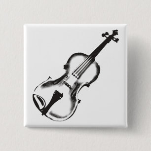 Fiddle or Violin "Drawing" 2 Inch Square Button