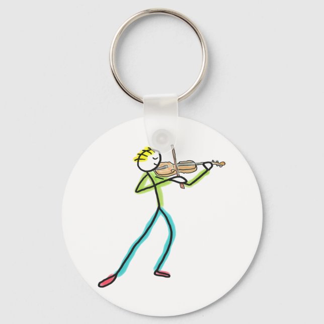 Fiddle Playing Stickman Keychain (Front)