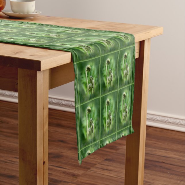 Fiddlehead Ferns Nature Pattern Short Table Runner (In Situ)