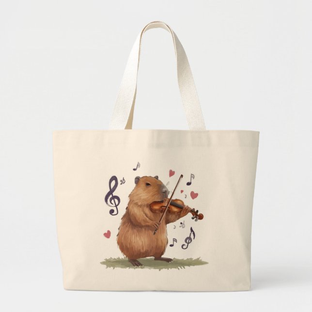 fiddler capybara large tote bag (Front)