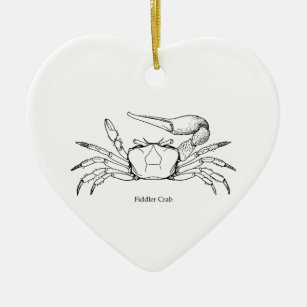 Fiddler Crab Illustration (line art) Ceramic Ornament