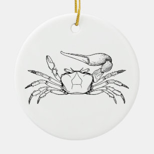 Fiddler Crab Illustration (line art) Ceramic Ornament
