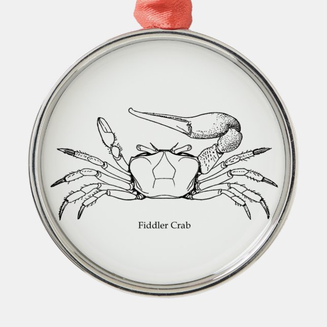 Fiddler Crab Illustration (line art) Metal Ornament (Front)