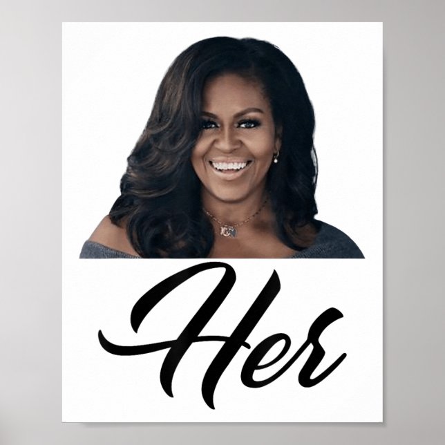 Fiddlesticks Tees Womens Her Michelle Obama - Blue Poster (Front)
