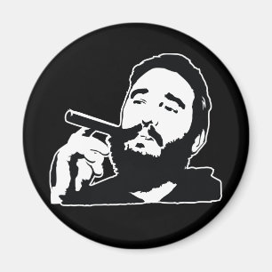 Fidel Castro with Cigar Portrait Magnet