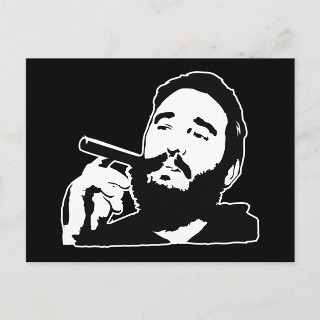 Fidel Castro with Cigar Portrait Postcard (Front)