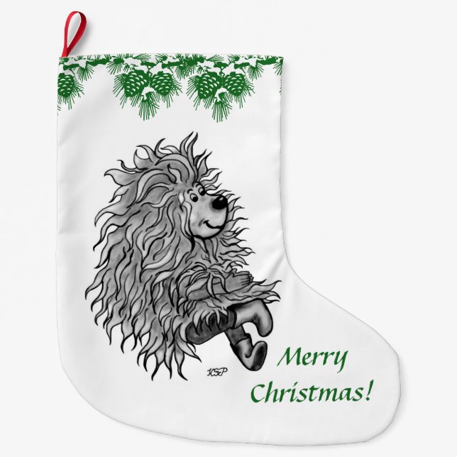 Fidel the little Forest Goblin Large Christmas Stocking (Front)