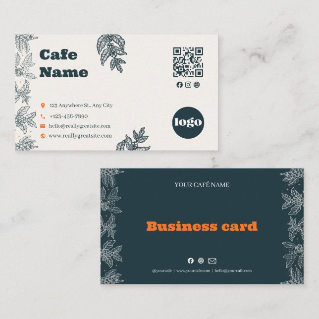 Fidélité Carte de visite QR Code Café Botanique Café (Devant / Derrière)