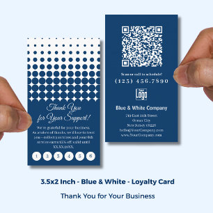 Fidélité Classique Bleu et Blanc avec Logo Carte de Remerci