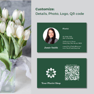 Fidélité Connect, Florist Green & White Photo Carte de visi