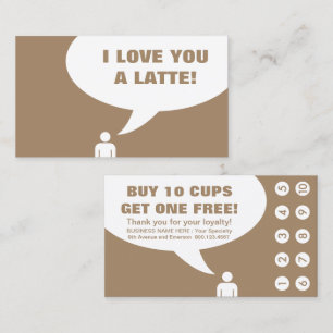 Fidélité je t'aime une carte de punch café latte