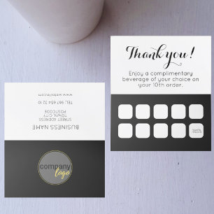 FIDÉLITÉ LOGO D'AFFAIRES BLANC NOIR 10 COMMANDES CARTE DE L