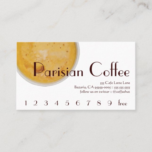 Fidélité parisienne/carte perforée de boissons de (Devant)