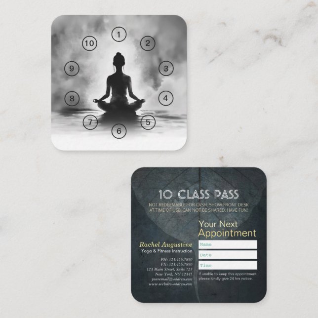 Fidélité Professeur de méditation de yoga Carte de passage  (Devant / Derrière)