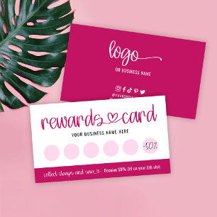 Fidélité Salon de beauté Pink Coeur Script Logo Carte de fi