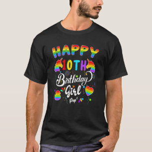 Fidget Pop It Birthday Happy 10th Birthday Girl Po T-Shirt