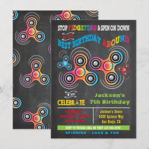 Fidget Spinner Invitation de fête d'anniversaire