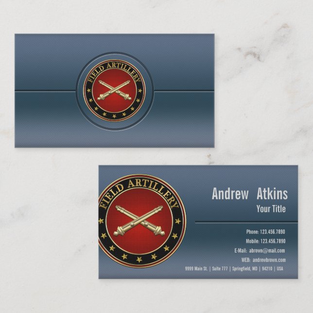 Field Artillery Branch Insignia Special Edition Business Card (Front/Back)