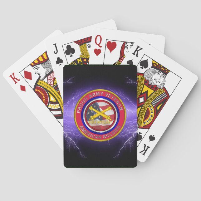 Field Artillery Soldier Black Lighting Playing Cards (Back)