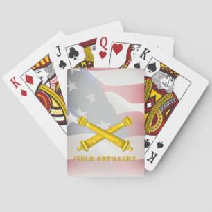 Field Artillery Soldier with American Flag Playing Cards