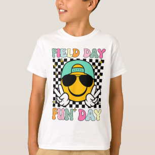 Field Day Fun Day Smile Face Teacher Kids Field Da T-Shirt