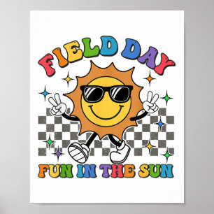 Field Day Fun In The Sun Groovy Smile Face Chequer Poster