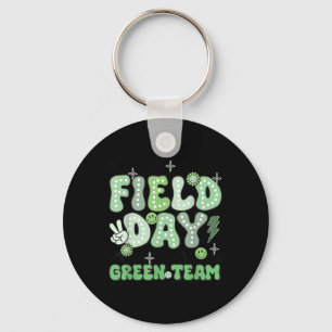 Field Day Green Team Groovy Smile Face Chequered S Keychain
