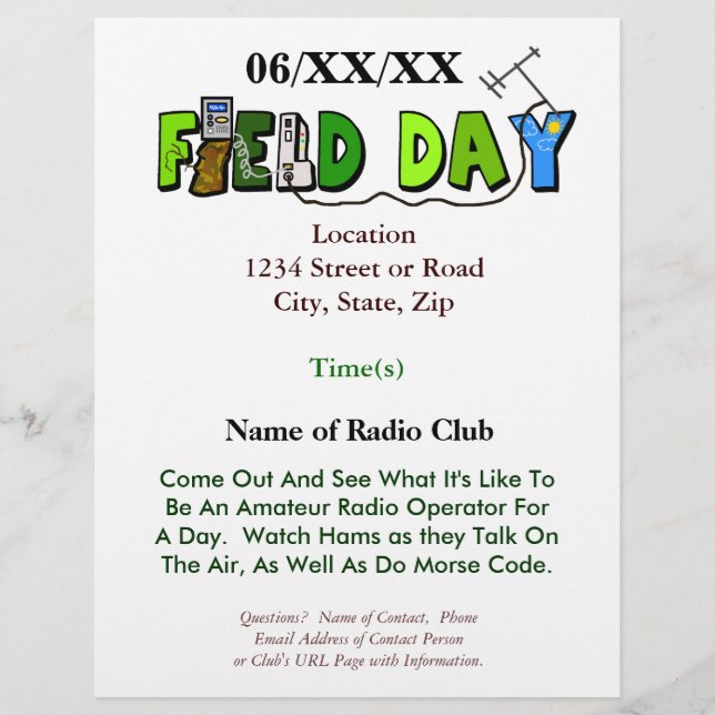 Field Day Ham Radio Promotional Flyer (Front)