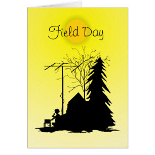 Field Day Ham Radio Silhouette Card With Sun