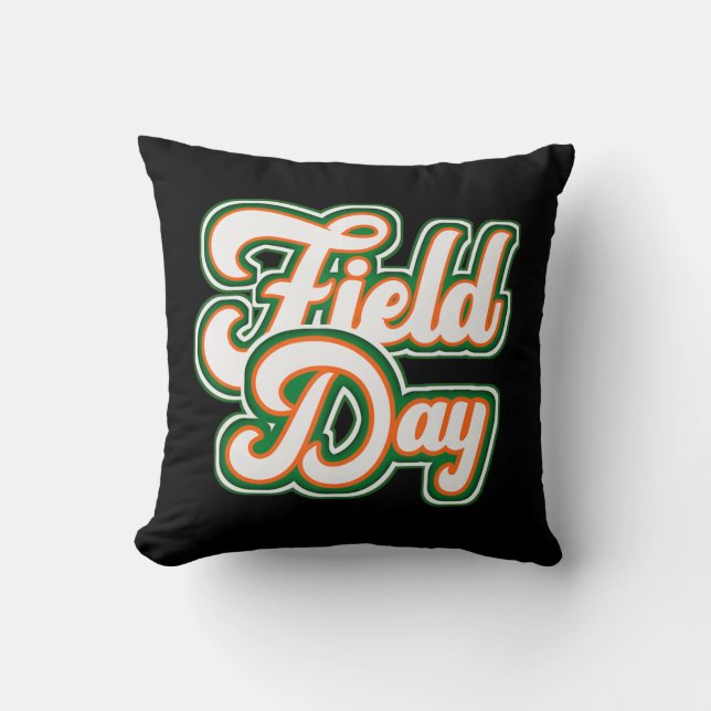 field day  orange field day games adults teachers  throw pillow (Front)