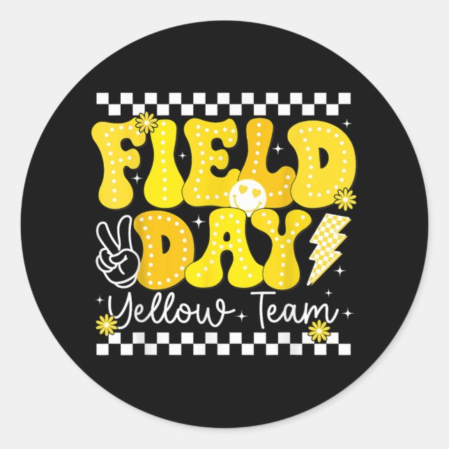Field Day Trip Yellow Team Colour Game Competition Classic Round Sticker (Front)