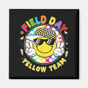 Field day yellow team smile face peace sign men magnet