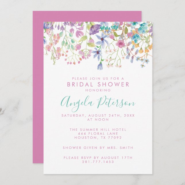 Field Floral Bridal Shower Invitation (Front/Back)