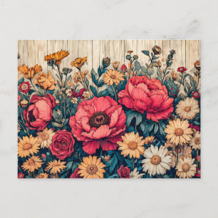 Field Flowers in Bright Summer Colors Postcard