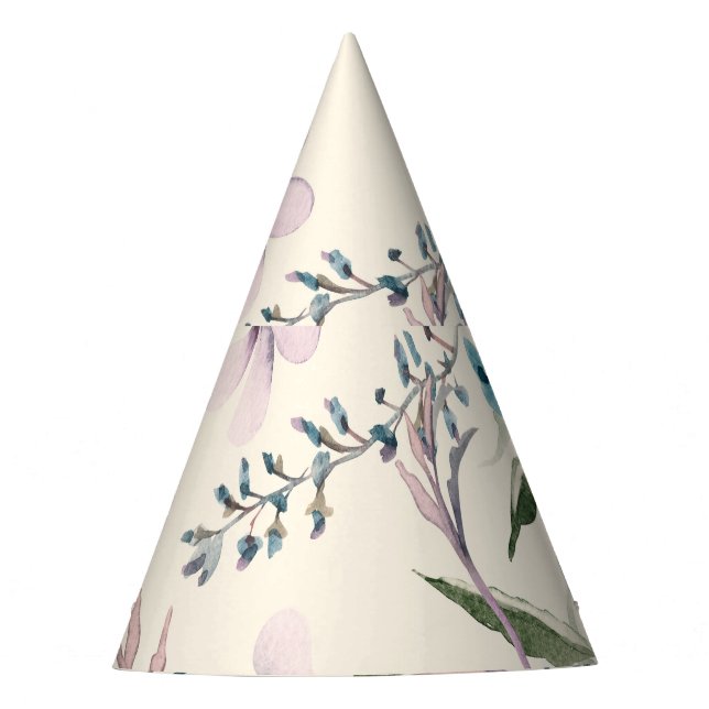 Field Flowers Watercolor Seamless Pattern Party Hat (Front)