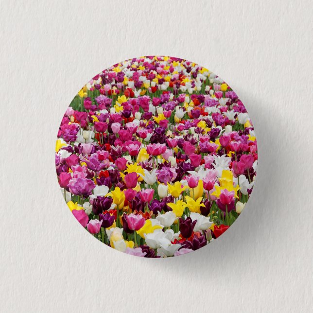 field full of tulips 1 inch round button (Front)