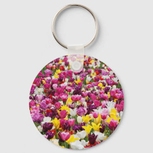 field full of tulips keychain