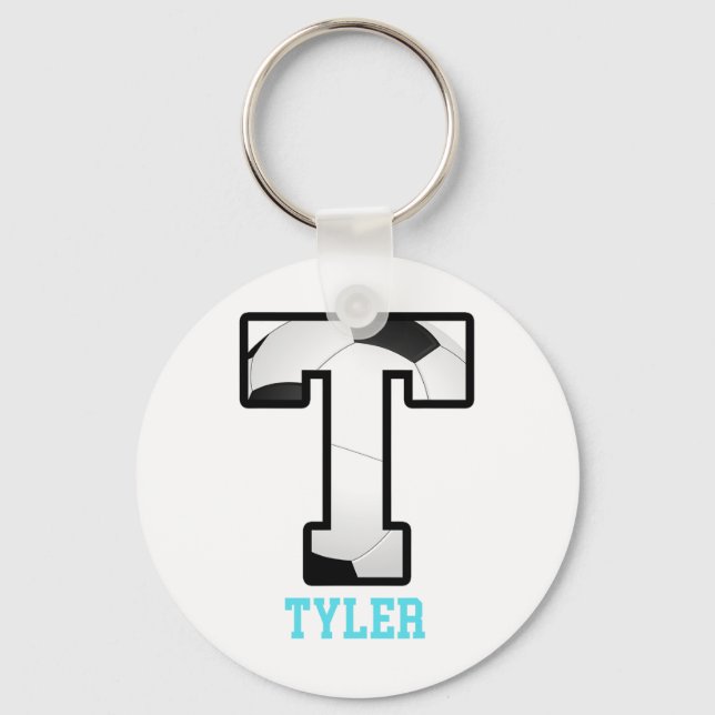Field Goal Letter Tyler Alphabet Soccer  Keychain (Front)